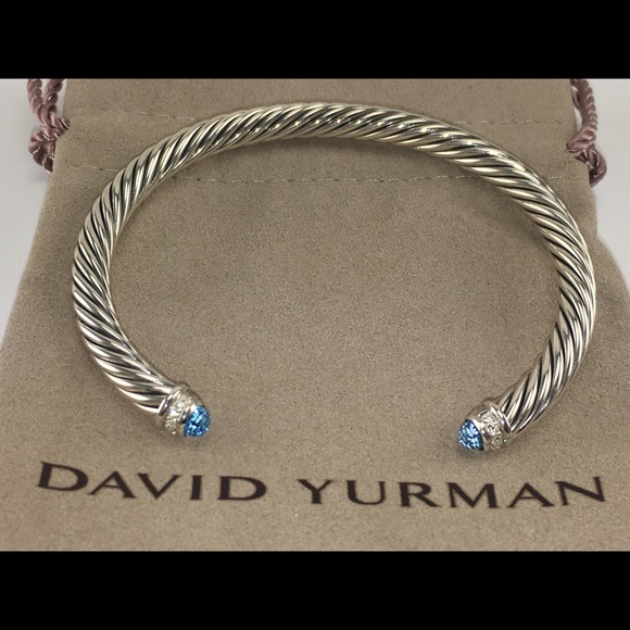 David Yurman Blue Topaz & Diamond 5mm Bracelet - Picture 4 of 4